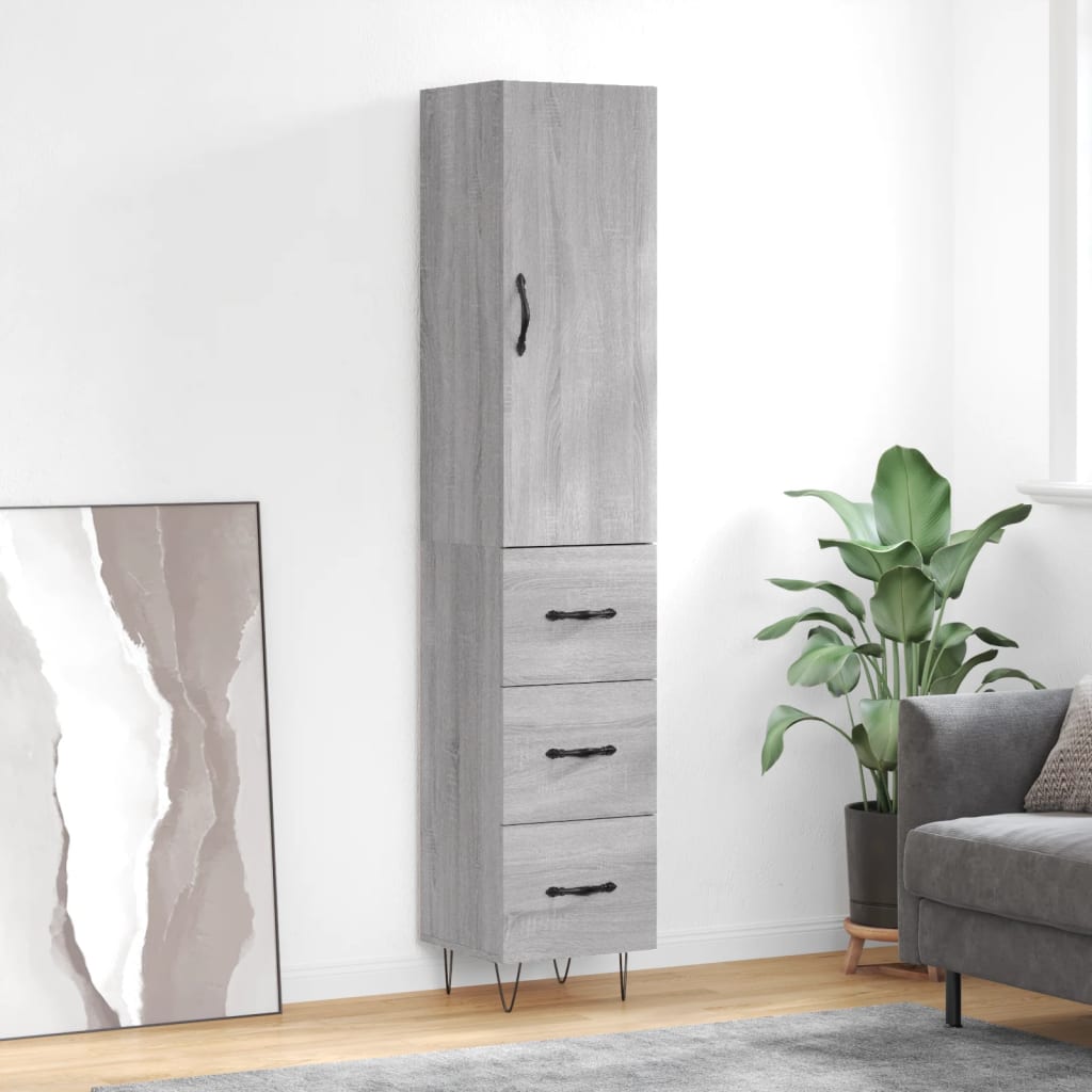 vidaXL Hoge kast 34,5x34x180 cm bewerkt hout wit