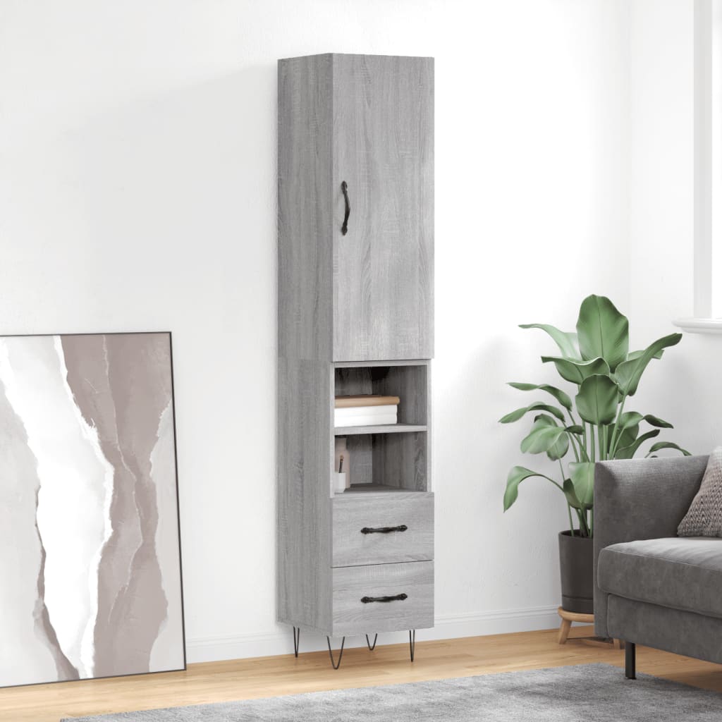 vidaXL Hoge kast 34,5x34x180 cm bewerkt hout wit