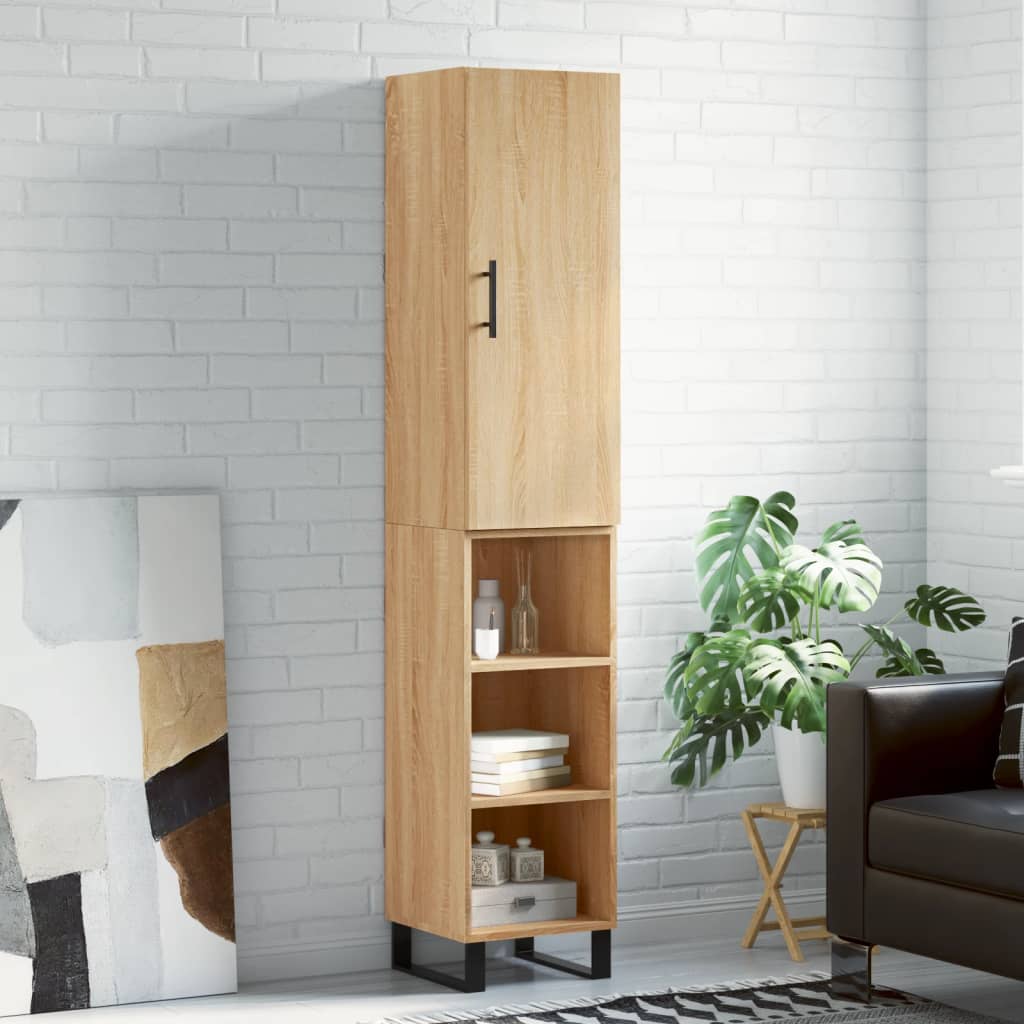 vidaXL Hoge kast 34,5x34x180 cm bewerkt hout wit