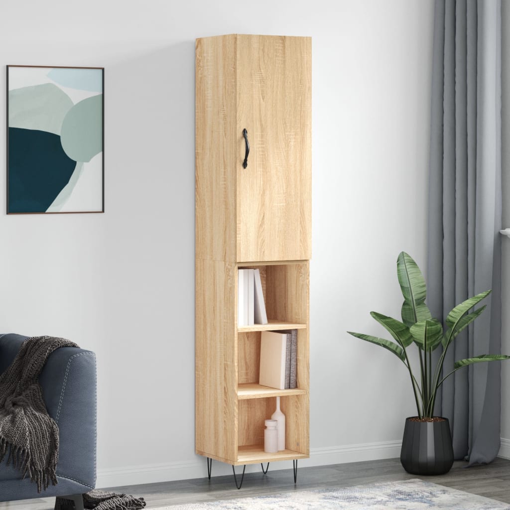 vidaXL Hoge kast 34,5x34x180 cm bewerkt hout wit