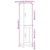 vidaXL Hoge kast 34,5x34x180 cm bewerkt hout wit