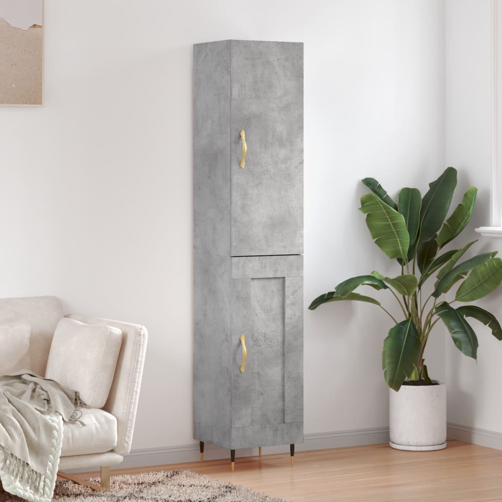 vidaXL Hoge kast 34,5x34x180 cm bewerkt hout betongrijs