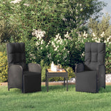 vidaXL Tuinstoelen 2 st verstelbaar met tafel poly rattan grijs