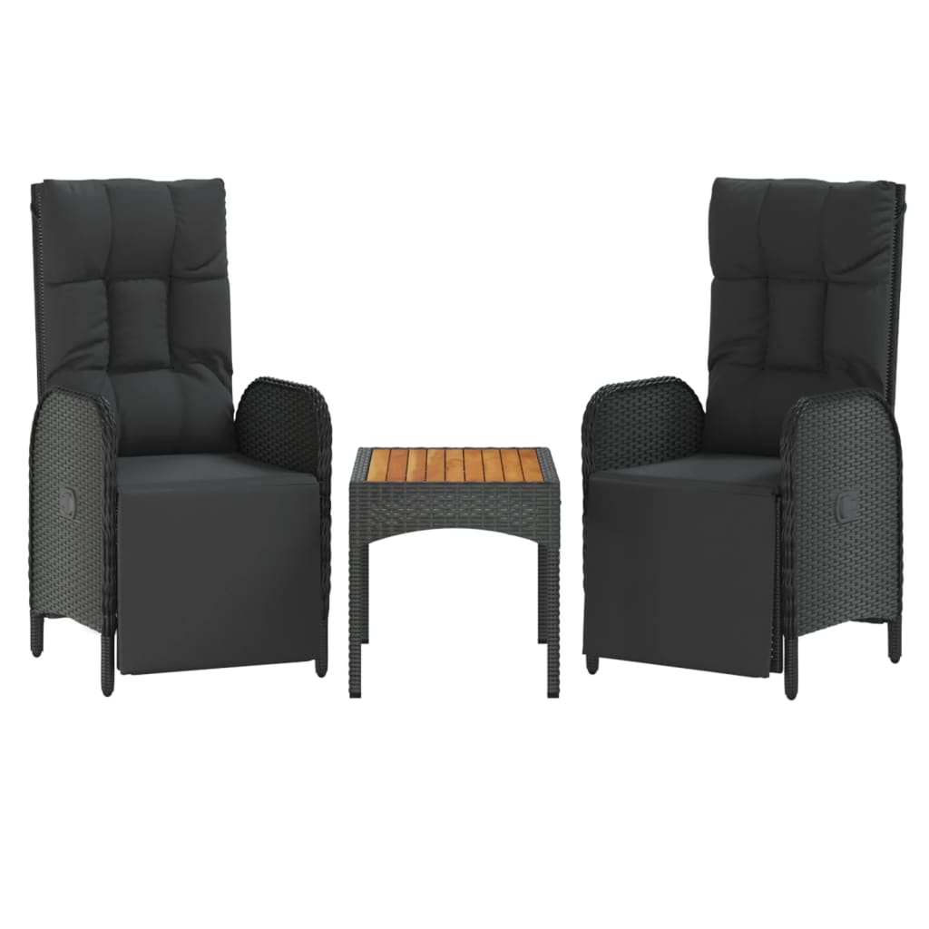 vidaXL Tuinstoelen 2 st verstelbaar met tafel poly rattan grijs