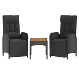 vidaXL Tuinstoelen 2 st verstelbaar met tafel poly rattan grijs