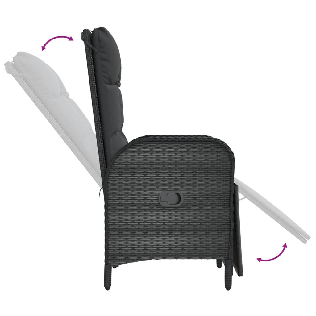 vidaXL Tuinstoelen 2 st verstelbaar met tafel poly rattan grijs