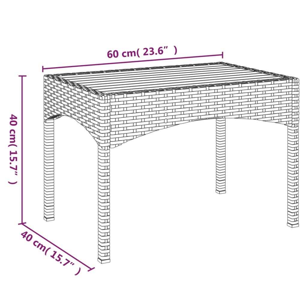vidaXL Tuinstoelen 2 st verstelbaar met tafel poly rattan grijs