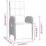 vidaXL Tuinstoelen 2 st verstelbaar met tafel poly rattan grijs