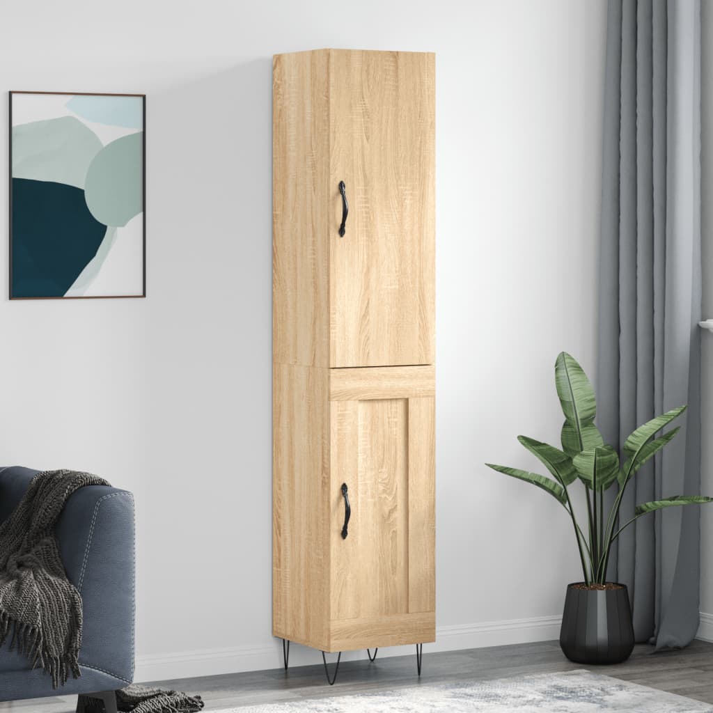 vidaXL Hoge kast 34,5x34x180 cm bewerkt hout wit