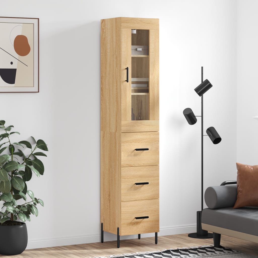 vidaXL Hoge kast 34,5x34x180 cm bewerkt hout wit