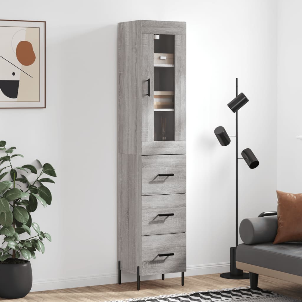 vidaXL Hoge kast 34,5x34x180 cm bewerkt hout wit