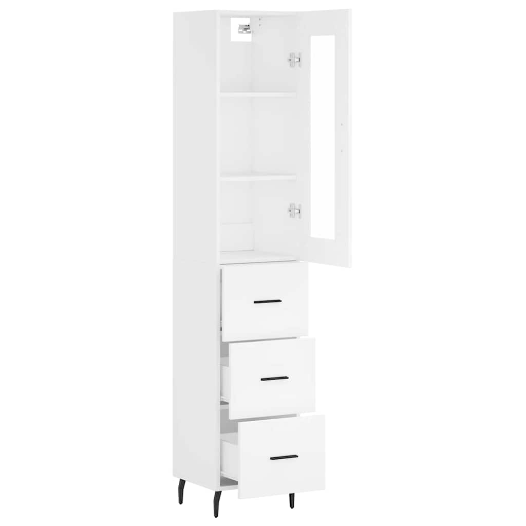 vidaXL Hoge kast 34,5x34x180 cm bewerkt hout wit