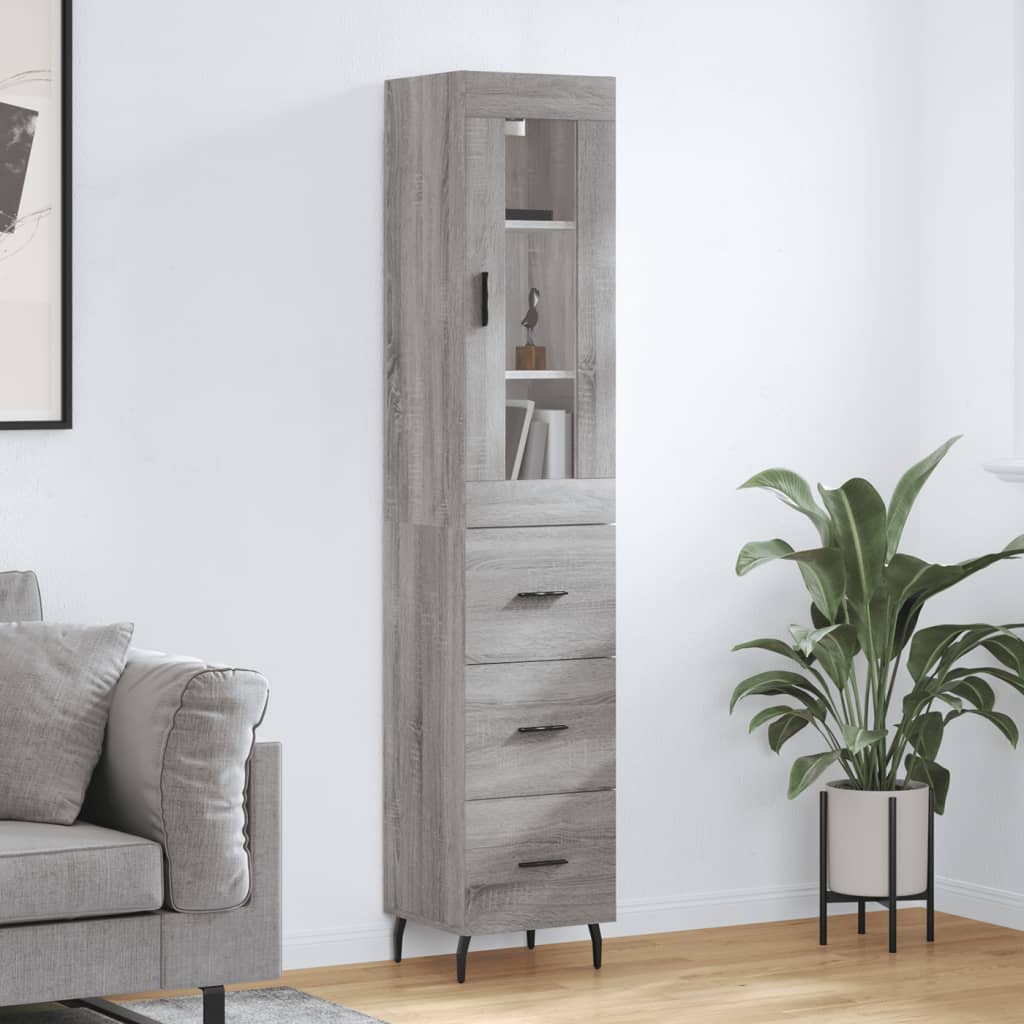 vidaXL Hoge kast 34,5x34x180 cm bewerkt hout wit