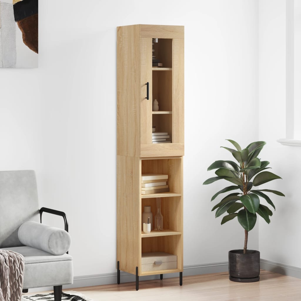 vidaXL Hoge kast 34,5x34x180 cm bewerkt hout wit