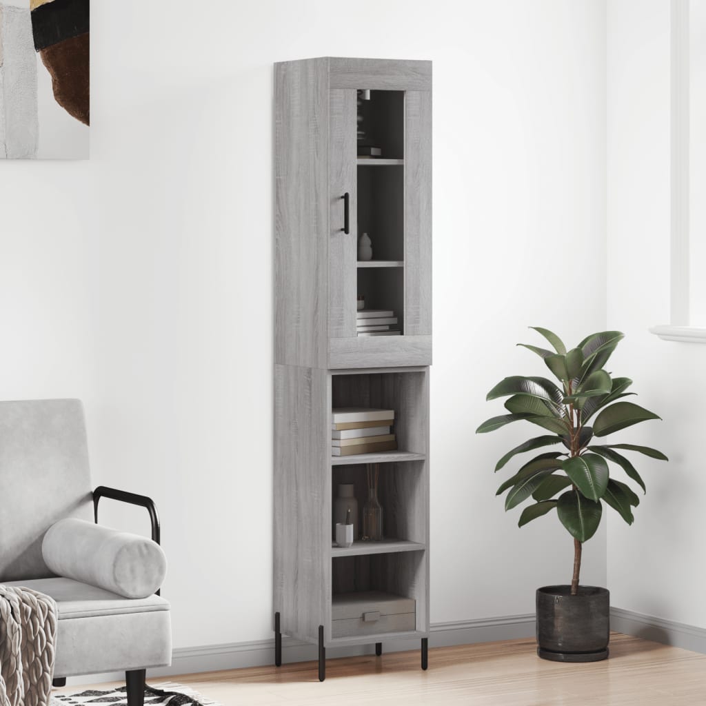 vidaXL Hoge kast 34,5x34x180 cm bewerkt hout wit