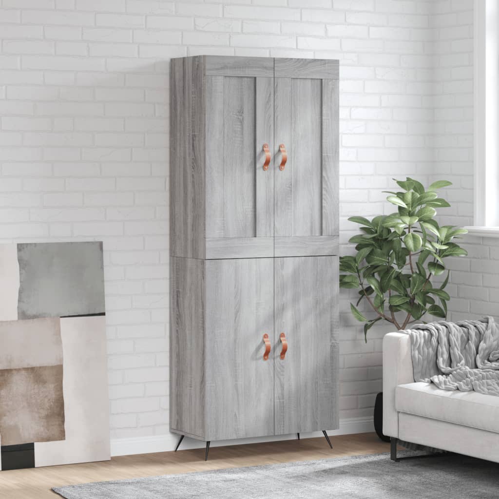 vidaXL Hoge kast 69,5x34x180 cm bewerkt hout betongrijs