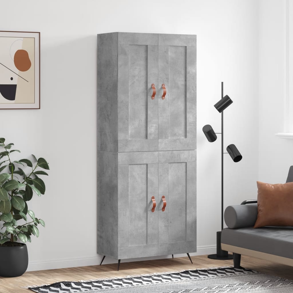 vidaXL Hoge kast 69,5x34x180 cm bewerkt hout betongrijs