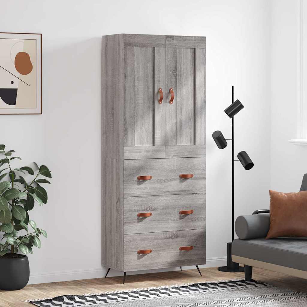 vidaXL Hoge kast 69,5x34x180 cm bewerkt hout betongrijs