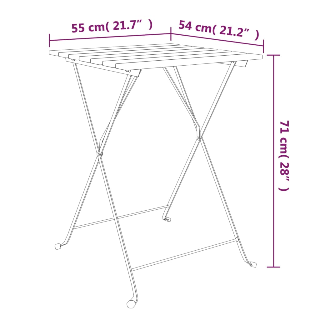 vidaXL 3-delige Bistroset inklapbaar massief acaciahout