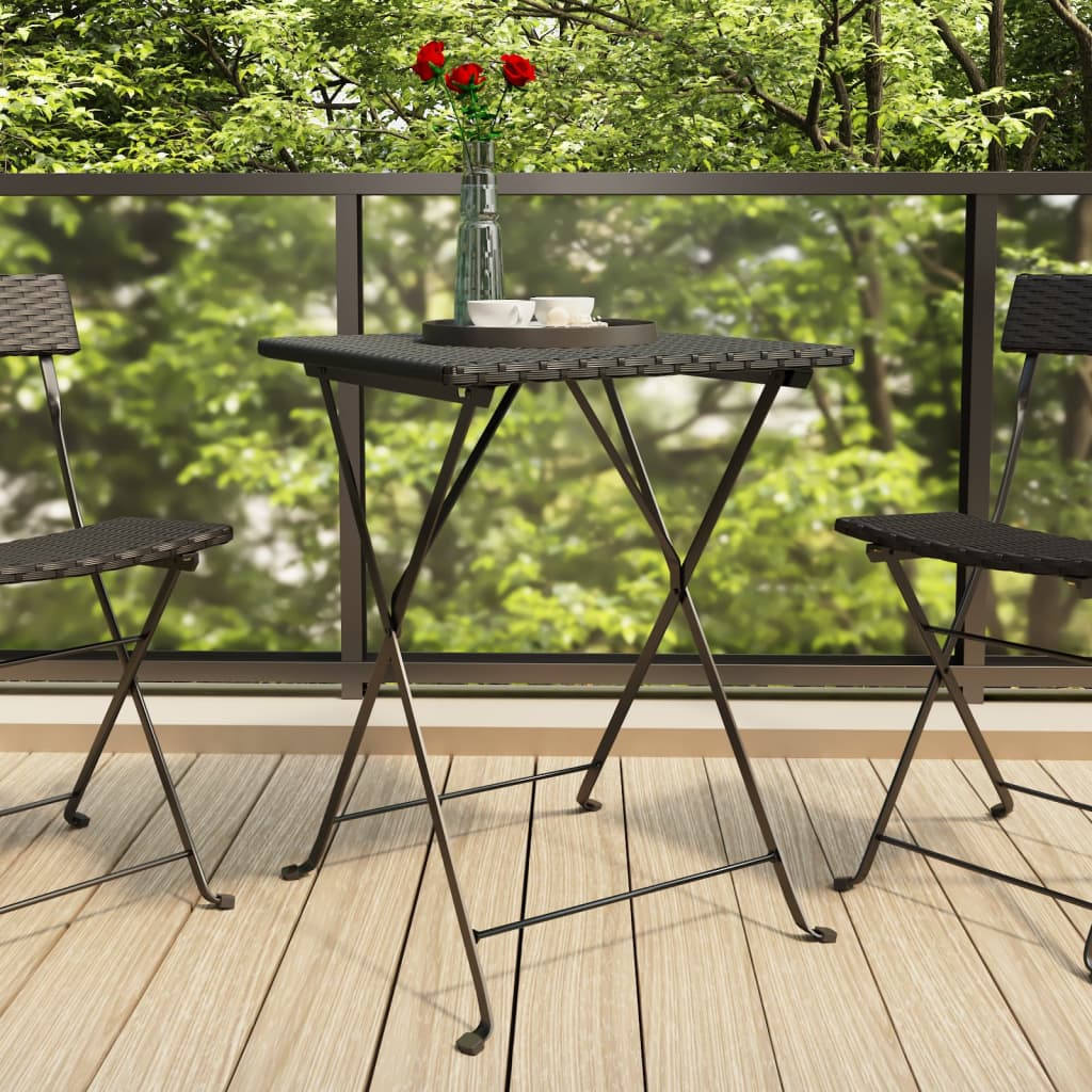 vidaXL Bistro Table Foldable 55x54x71 cm Poly Rattan Black