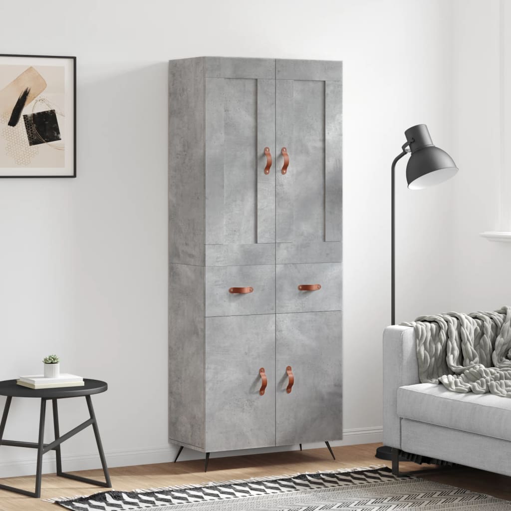 vidaXL Hoge kast 69,5x34x180 cm bewerkt hout betongrijs