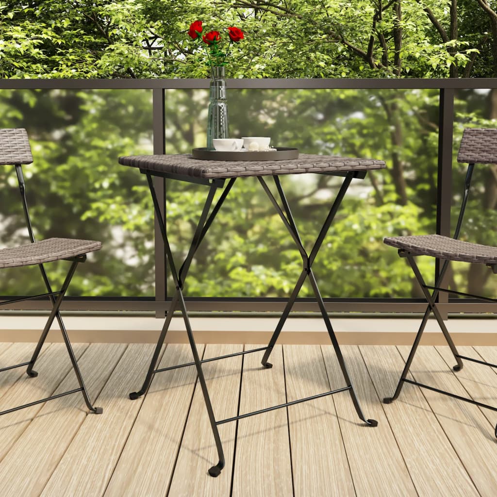 vidaXL Bistro Table Foldable 55x54x71 cm Poly Rattan Black