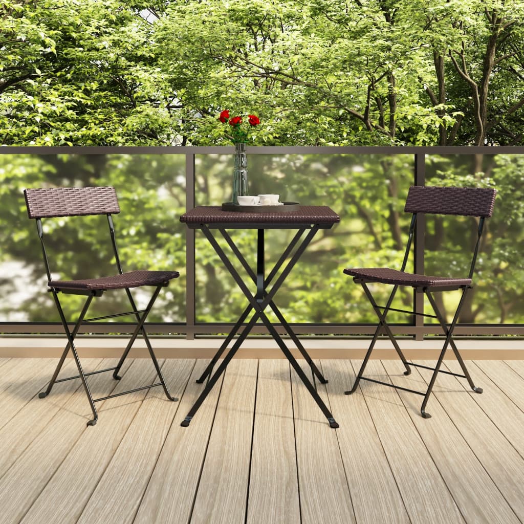 vidaXL Bistro Chairs 4 pcs foldable poly rattan and steel black