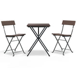 vidaXL Bistroset inklapbaar 3 st poly rattan zwart