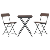 vidaXL Bistroset inklapbaar 3 st poly rattan zwart