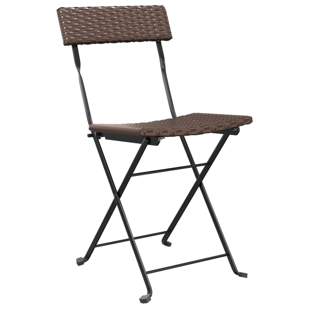 vidaXL Bistroset inklapbaar 3 st poly rattan zwart