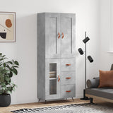 vidaXL Hoge kast 69,5x34x180 cm bewerkt hout betongrijs