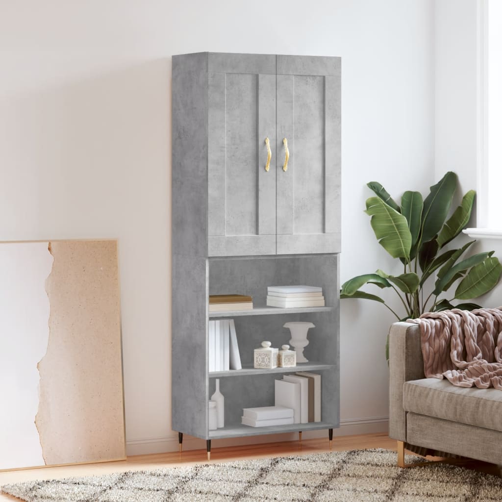 vidaXL Hoge kast 69,5x34x180 cm bewerkt hout betongrijs