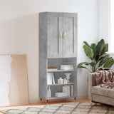 vidaXL Hoge kast 69,5x34x180 cm bewerkt hout betongrijs