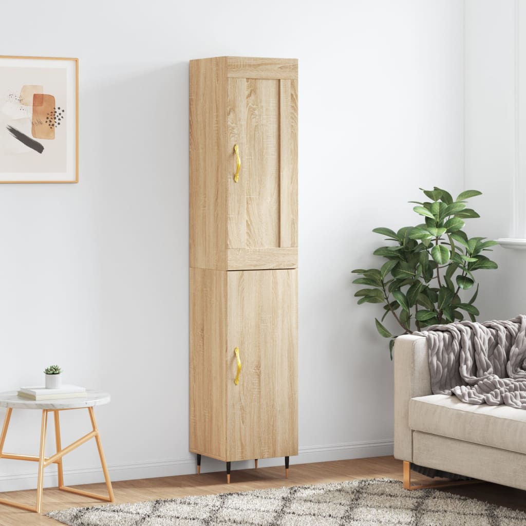 vidaXL Hoge kast 34,5x34x180 cm bewerkt hout betongrijs