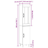 vidaXL Hoge kast 34,5x34x180 cm bewerkt hout betongrijs