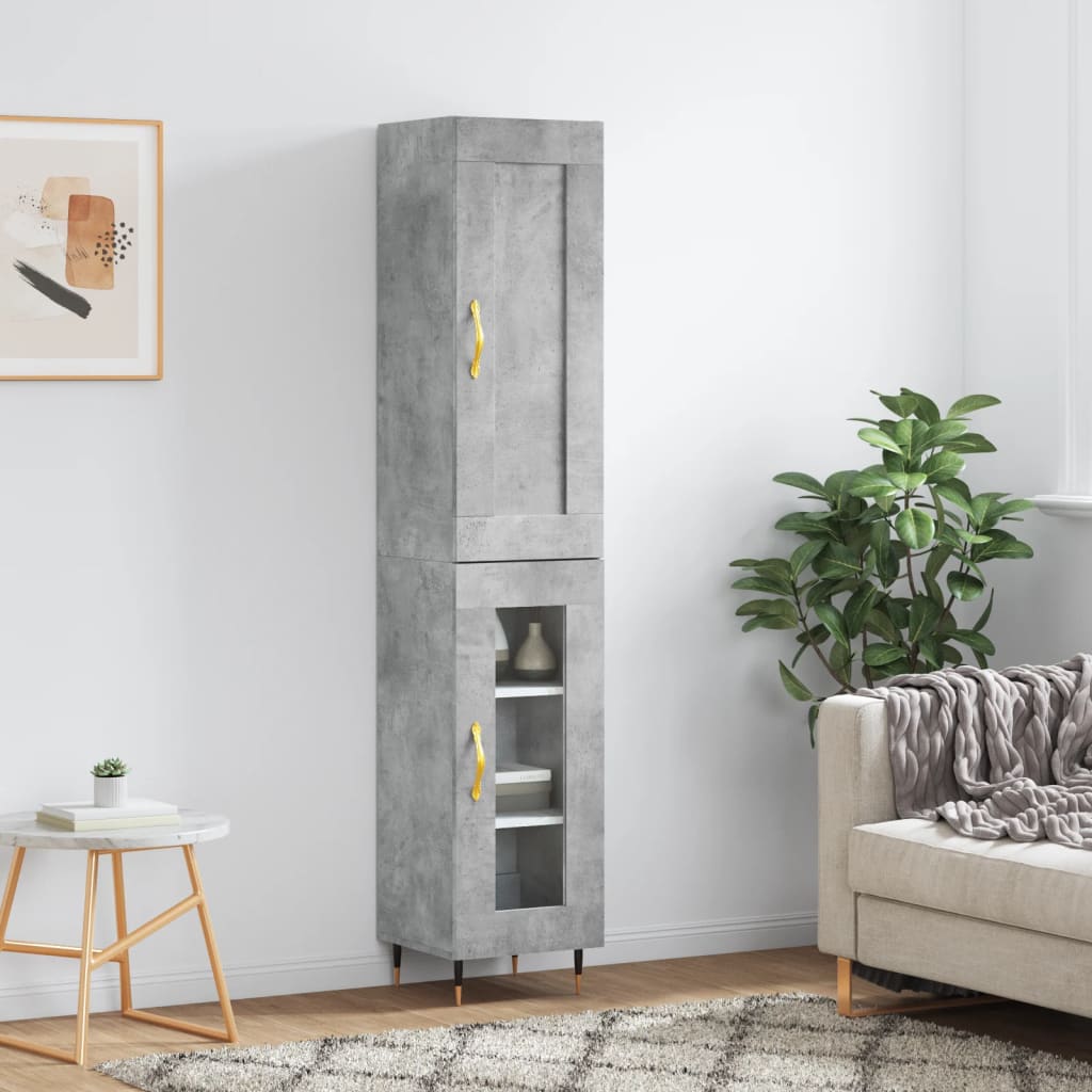 vidaXL Hoge kast 34,5x34x180 cm bewerkt hout betongrijs