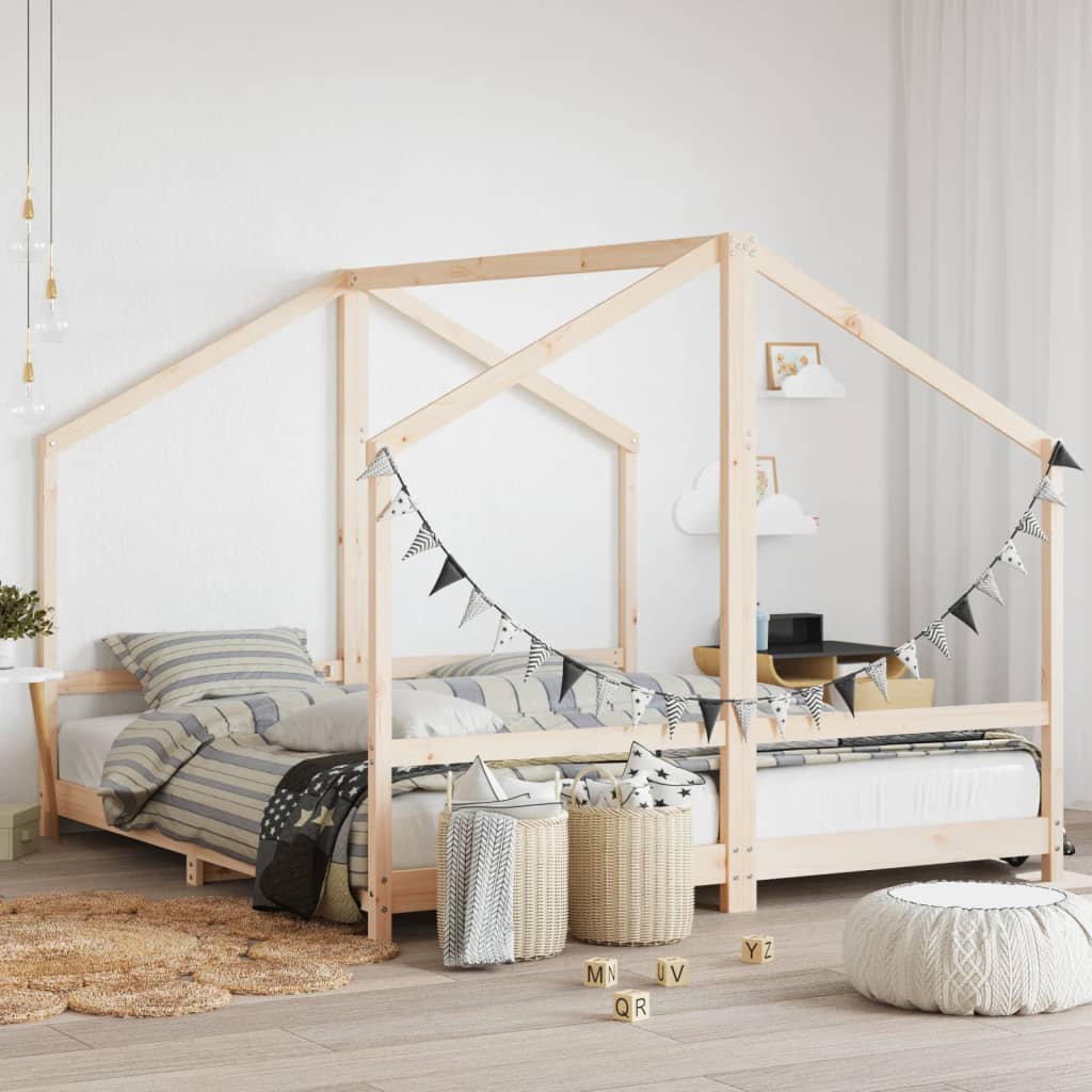 vidaXL Kids Bed Frame 2x(80x200) cm Solid Pine Wood