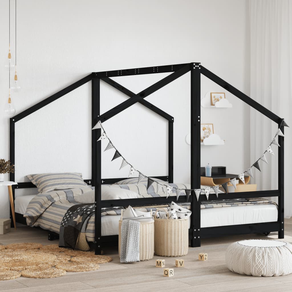 vidaXL Kids Bed Frame 2x(80x200) cm Solid Pine Wood