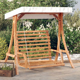 vidaXL Schommelbank met luifel vurenhout met teak afwerking