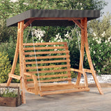 vidaXL Schommelbank met luifel vurenhout met teak afwerking