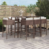 vidaXL 7-Piece Garden Bar Set with Cushions Poly Rattan Brown