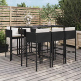 vidaXL 7-Piece Garden Bar Set with Cushions Poly Rattan Brown