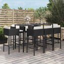 vidaXL 7-Piece Garden Bar Set with Cushions Poly Rattan Brown