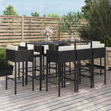 vidaXL 7-Piece Garden Bar Set with Cushions Poly Rattan Brown