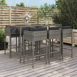 vidaXL 7-Piece Garden Bar Set with Cushions Poly Rattan Brown