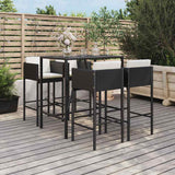 vidaXL 5-delige Tuinbarset met kussens poly rattan bruin