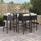 vidaXL 5-delige Tuinbarset met kussens poly rattan bruin