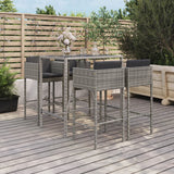 vidaXL 5-delige Tuinbarset met kussens poly rattan bruin