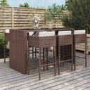 vidaXL 7-Piece Garden Bar Set with Cushions Poly Rattan Brown