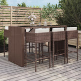 vidaXL 7-Piece Garden Bar Set with Cushions Poly Rattan Brown